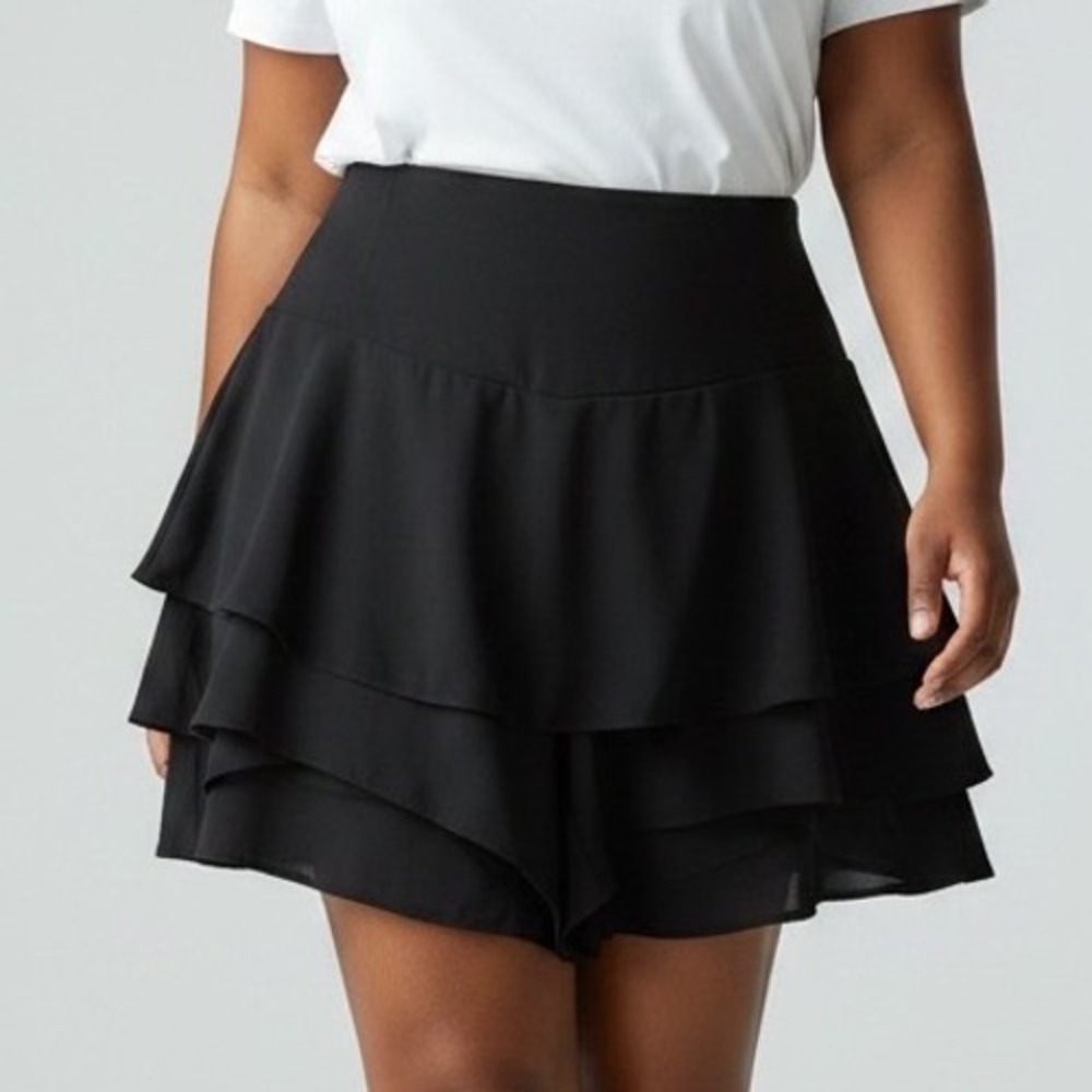NWT Eloquii Tiered Ruffle Skort High Waist Flared Wide Leg Short Plus Size 18
